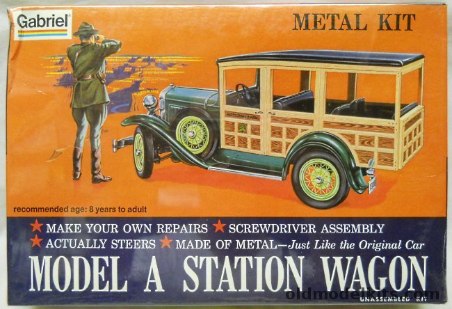 Gabriel 1/20 Ford Model A Woody Station Wagon - (ex-Hubley), 4858 plastic model kit